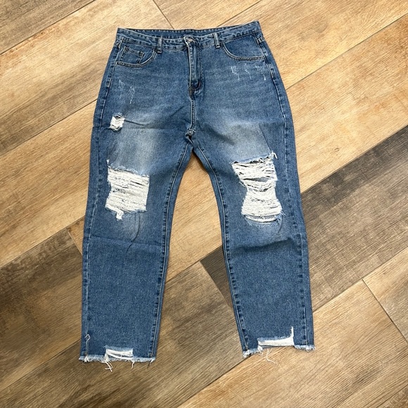 NWOT {Genleck}Sz 2XL Genleck Women’s Ripped Boyfriend Skinny Jeans - Picture 1 of 9